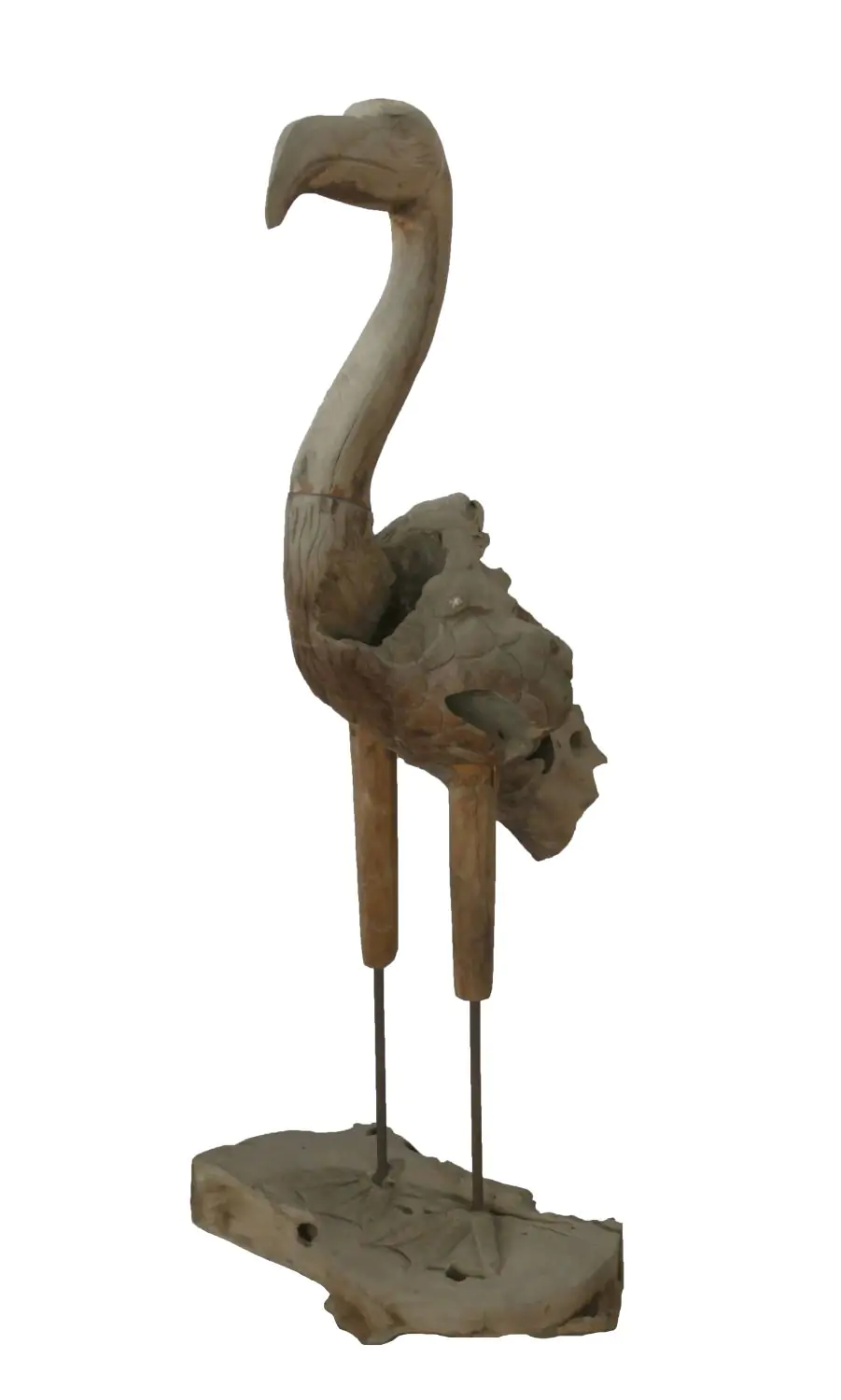  Product image 4 of the product “Flamingo, made from teak root pieces, about 1,11 mtr high-. 2 Parts, metall feet. ”